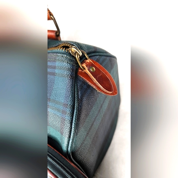 VINTAGE Polo Ralph Lauren Black Watch Check Mini Boston Bag & Cosmetic Bag - Picture 4 of 10